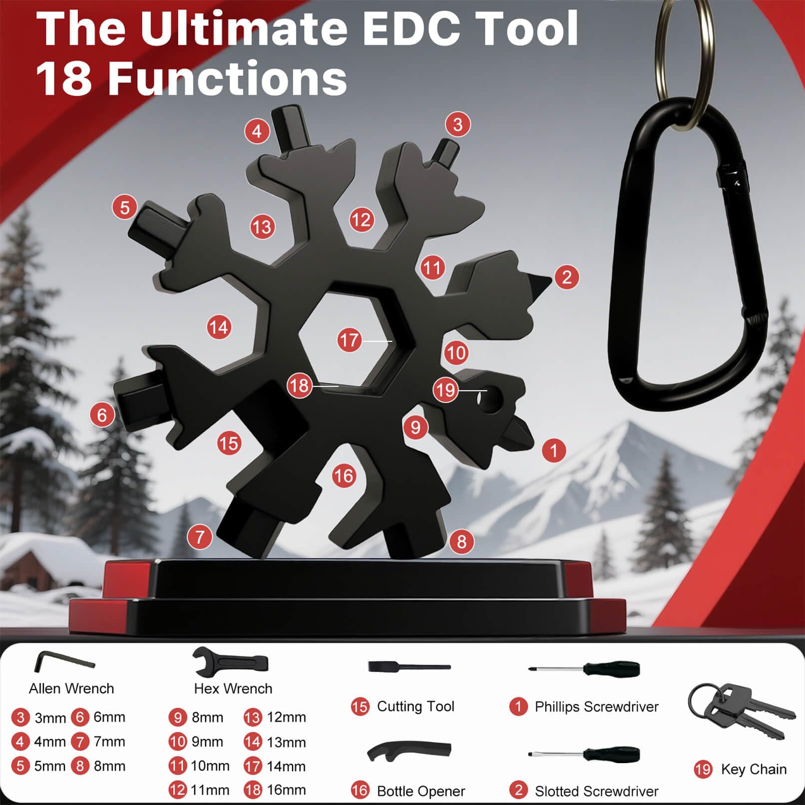 Muclip Snowflake stainless steel close-up with rust-resistant coating visible