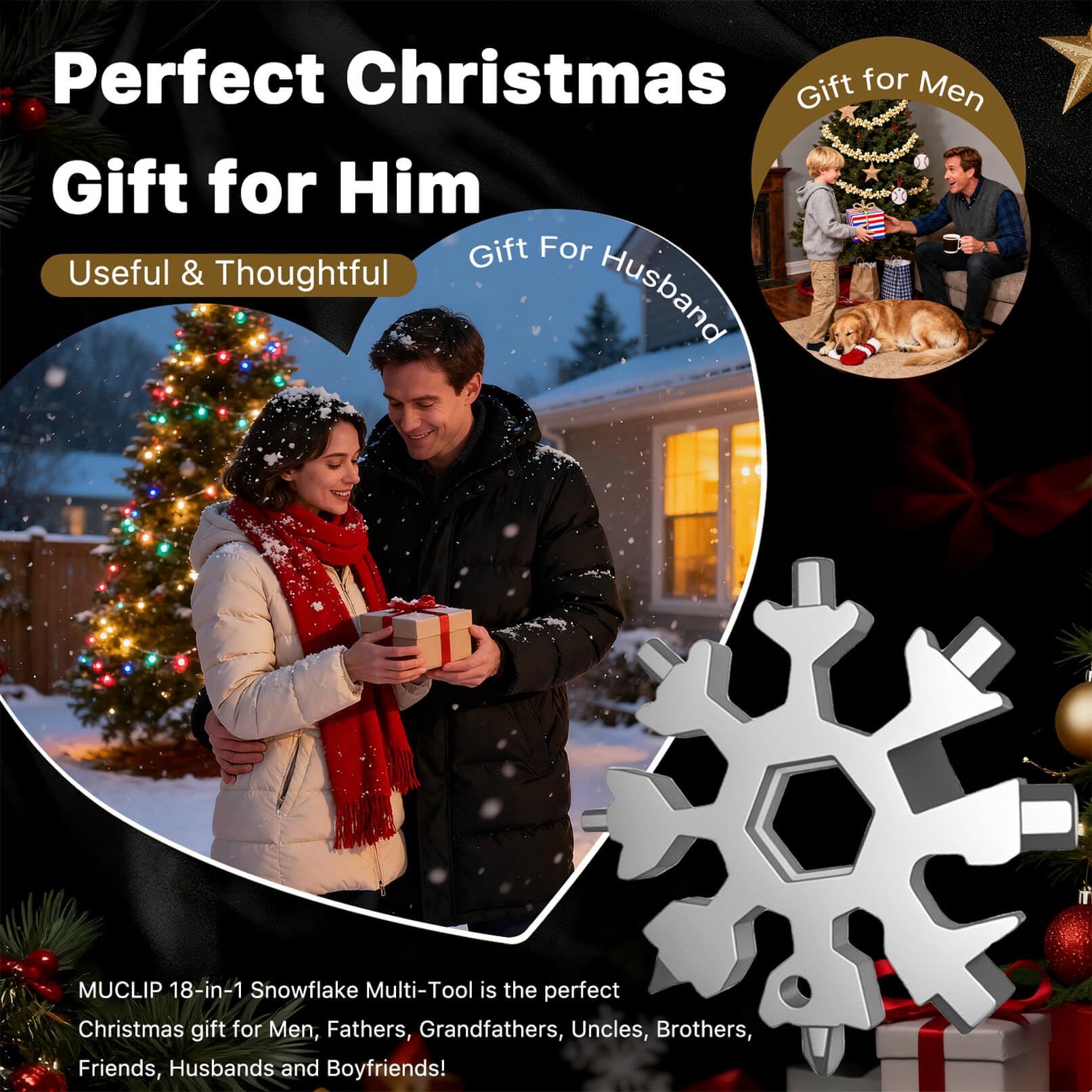Muclip Snowflake gift-ready packaging, a stylish present for men and tech lovers.