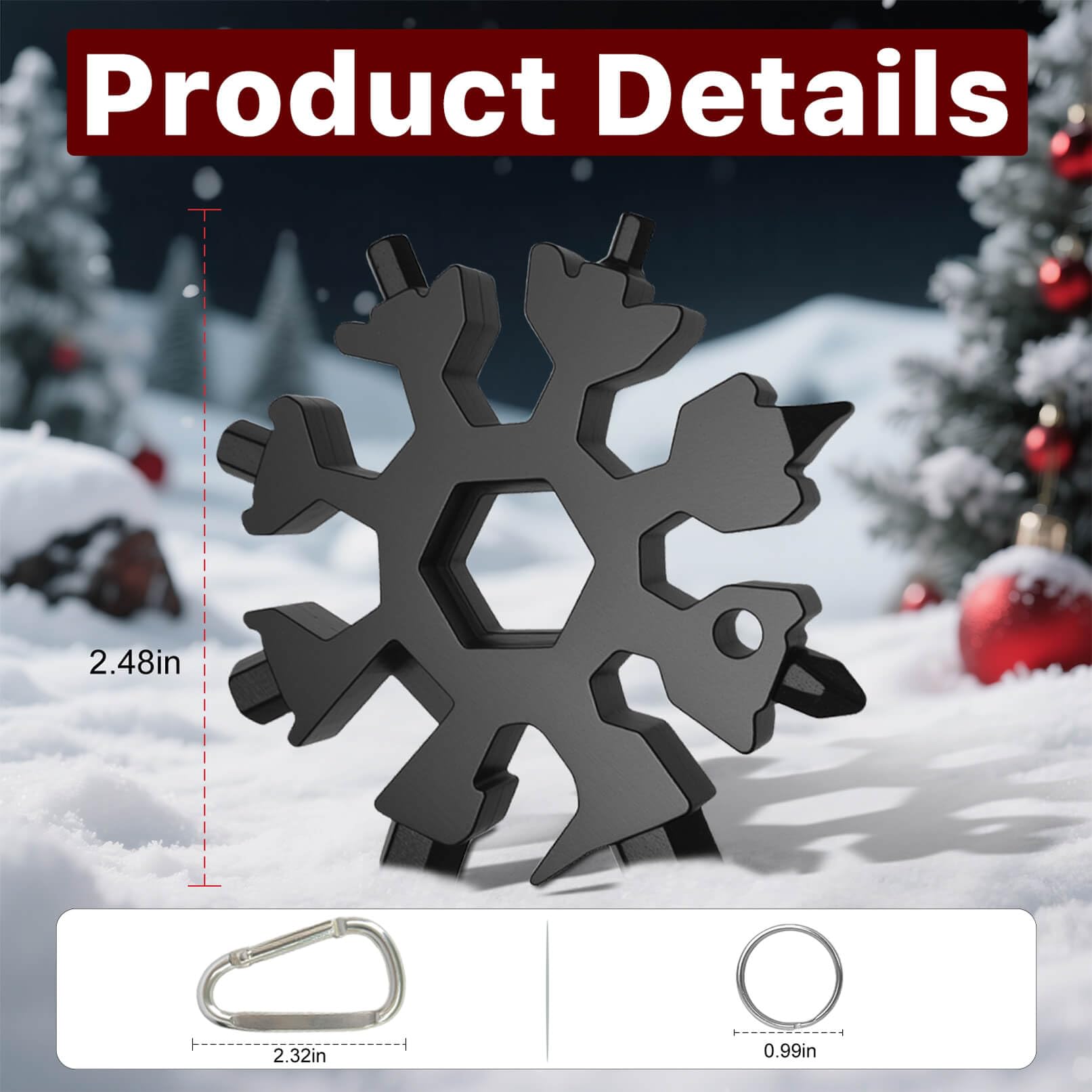 Muclip Snowflake 2-pack with carabiners attached for easy access outdoors