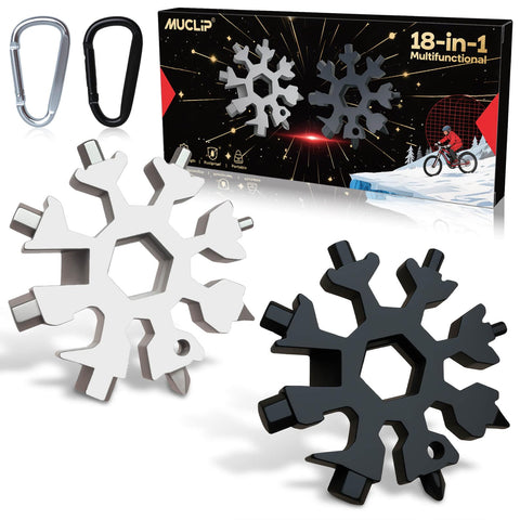 Muclip Snowflake 2-pack front view showing compact 18-in-1 design for quick fixes