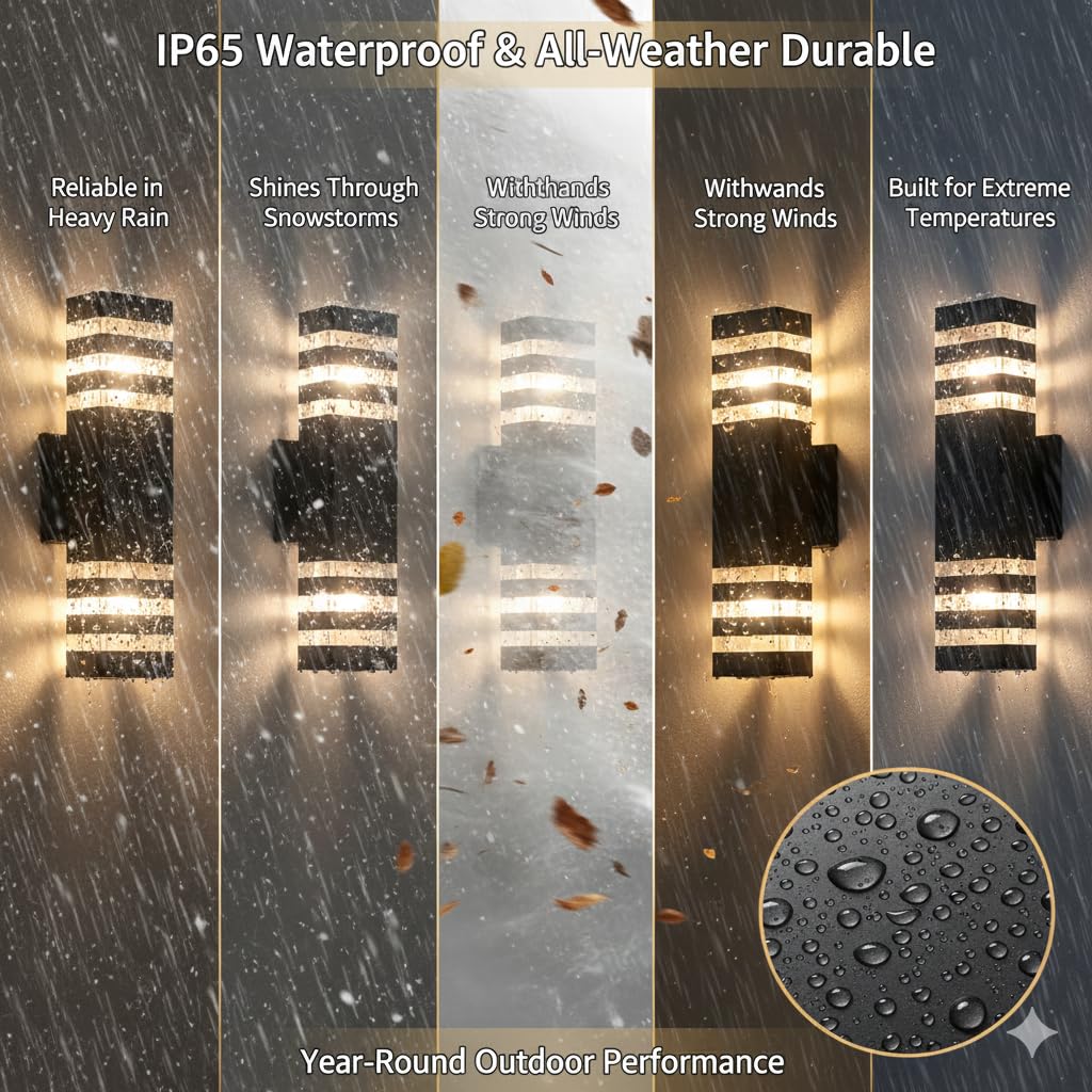 MUCLUD IP65 aluminum wall light shows rugged weatherproof exterior protection