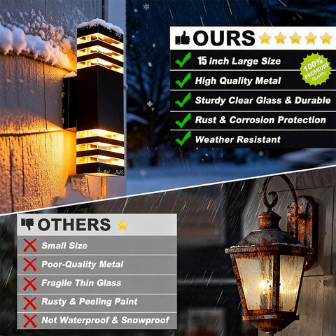 MUCLUD outdoor wall light at night with glare-free 4000K daylight