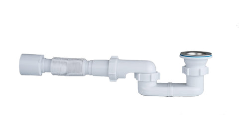 Mucol bath-shower drain low-profile p-trap for compact spaces