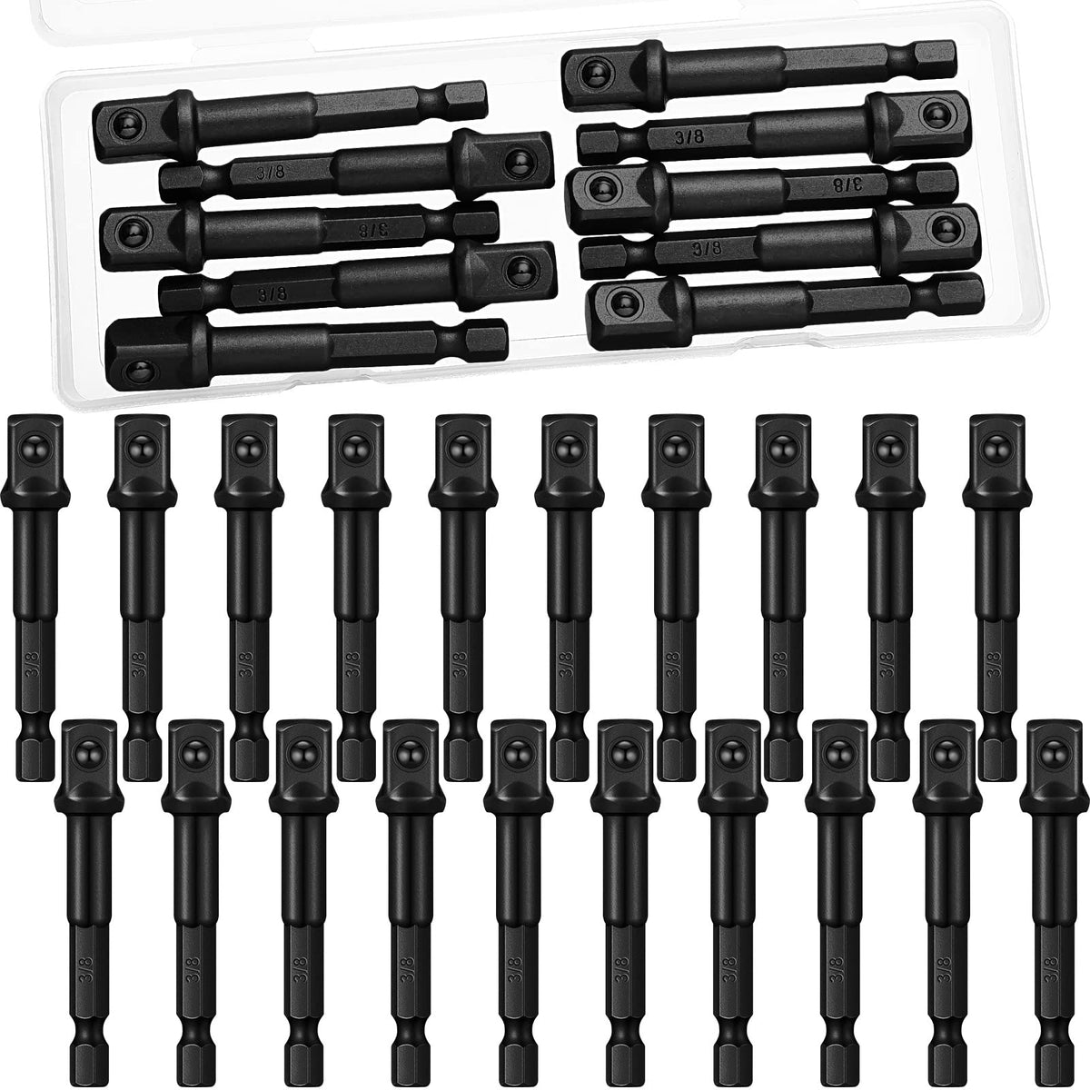 Mudder 20-piece 3/8-inch square socket adapters set for versatile automotive tasks.