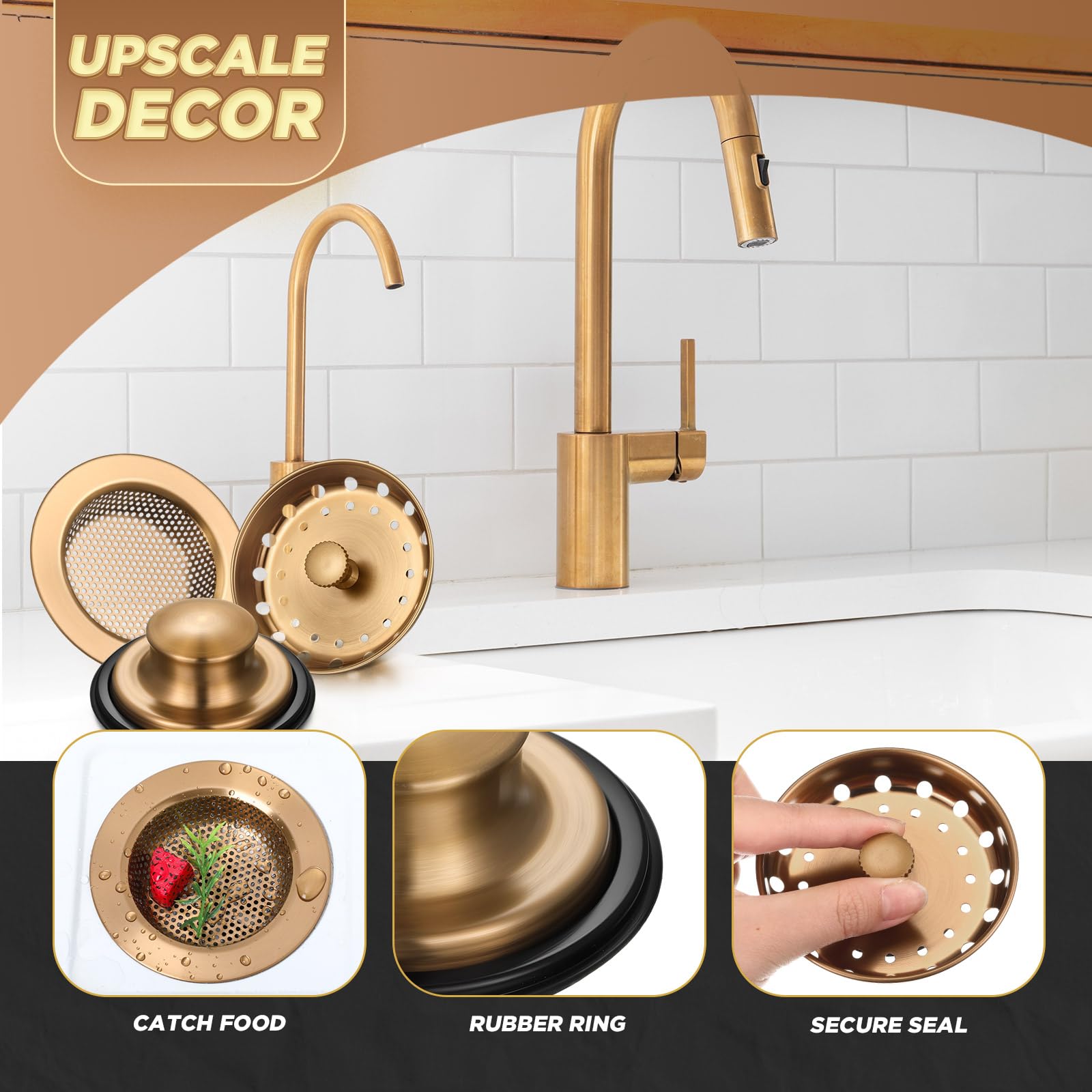 Three-piece drain strainer set for versatile kitchen drain protection.