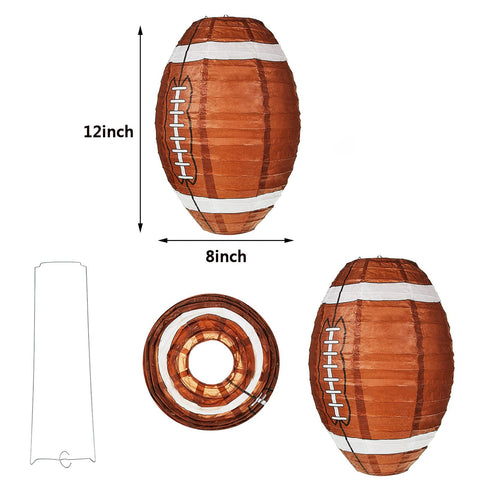 Mudder lantern pattern close-up shows bold football print for durable party decor.