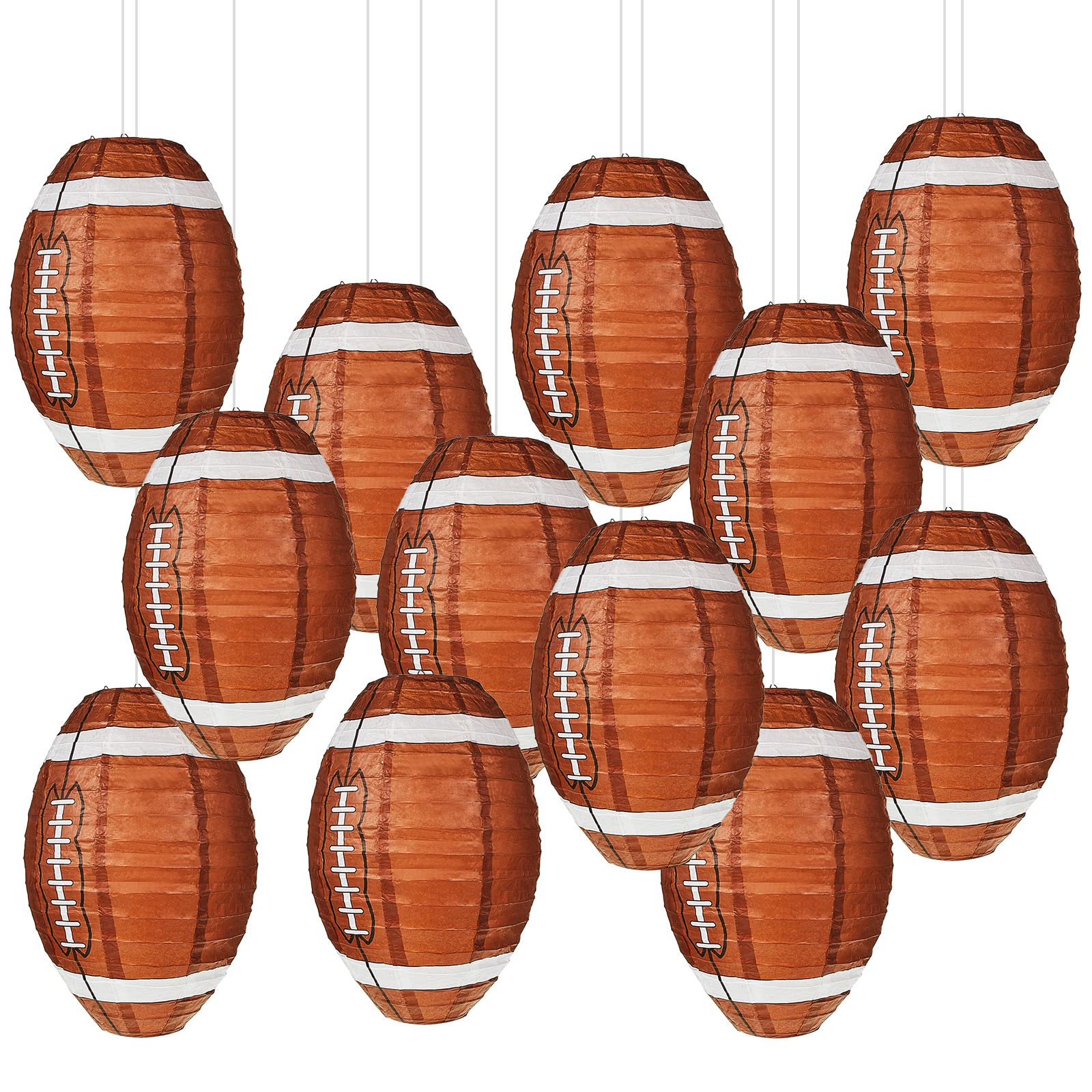 Mudder football paper lantern 12-inch 6-pack brown, perfect for game day decor.
