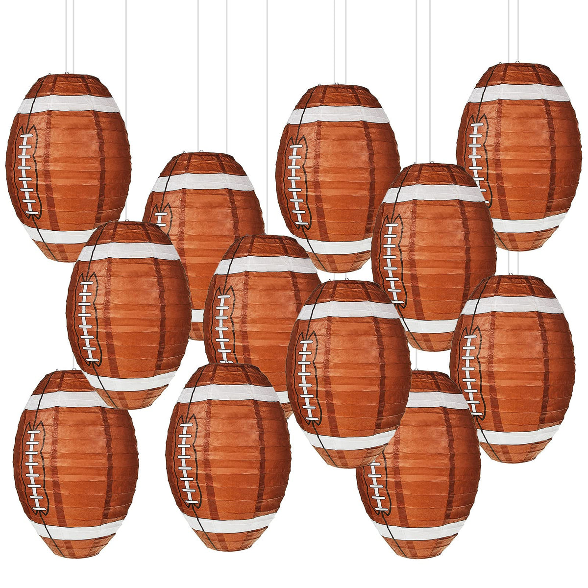 Mudder football paper lantern 12-inch 6-pack brown, perfect for game day decor.