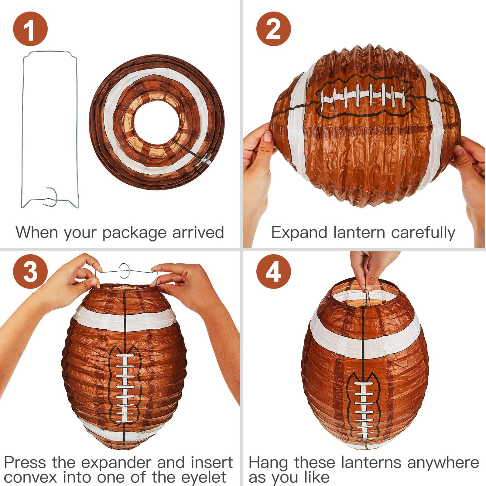 Mudder football paper lantern hanging frame enables quick, stable mounting.