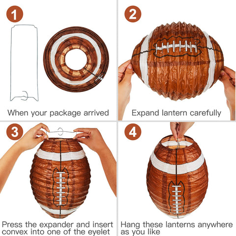 Mudder football paper lantern hanging frame enables quick, stable mounting.
