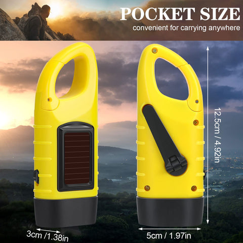 Mudder hand crank solar flashlight in yellow for outdoor adventures.