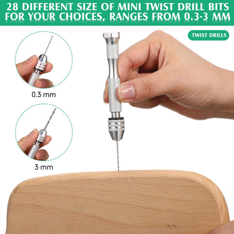 Mudder micro twist drill bits provide tiny, precise cuts for resin and wood models.