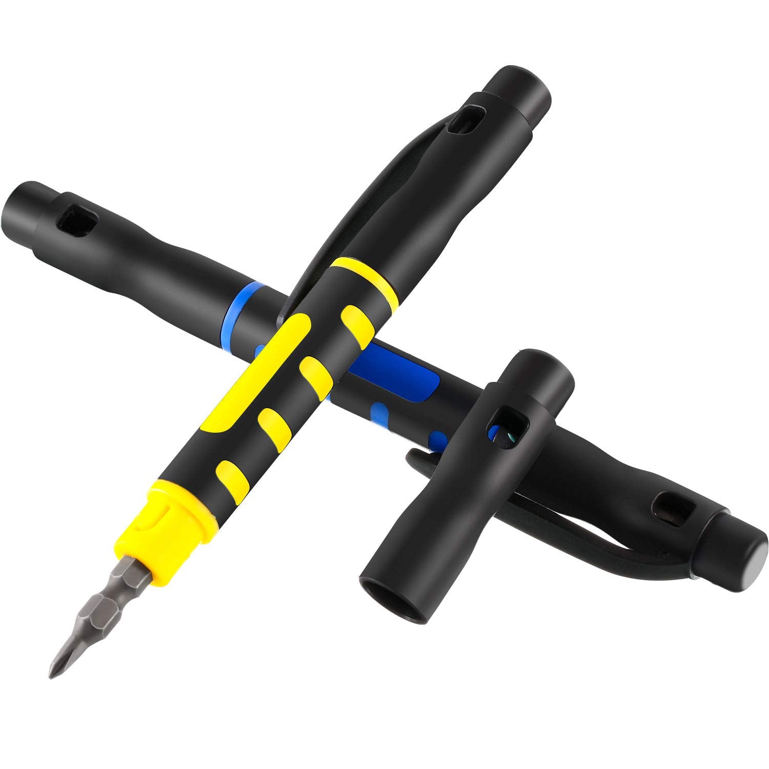 Mudder pocket screwdriver pen showing cross and flathead bits for electronics repair.