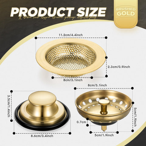Mudder sink stopper brushed gold with a safe grip