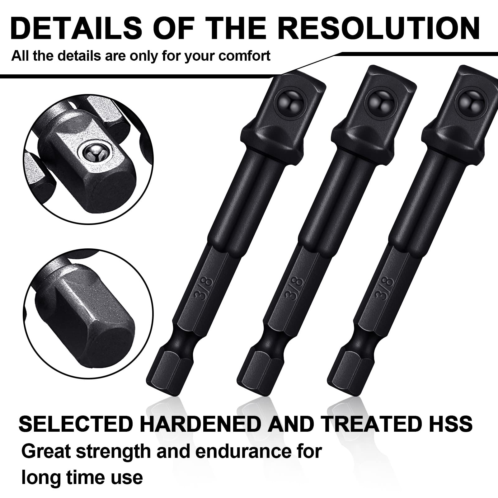 Mudder square-head with spring ball bearing keeps sockets secure during operation.
