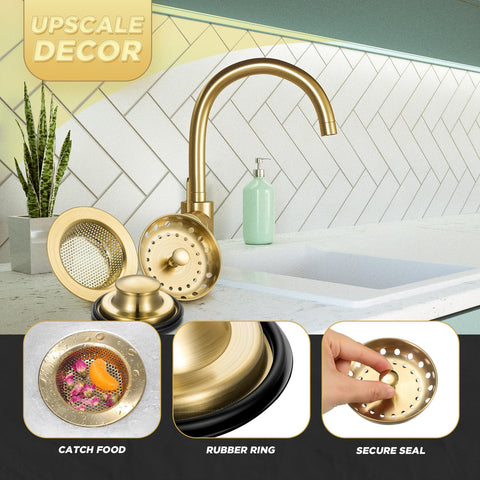 Mudder universal-fit strainer brushed gold for most drains