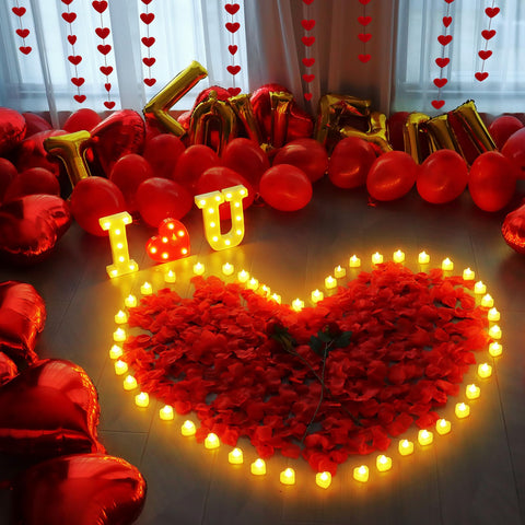 MUDEREK LED sign I LOVE U lights up the centerpiece with warm glow