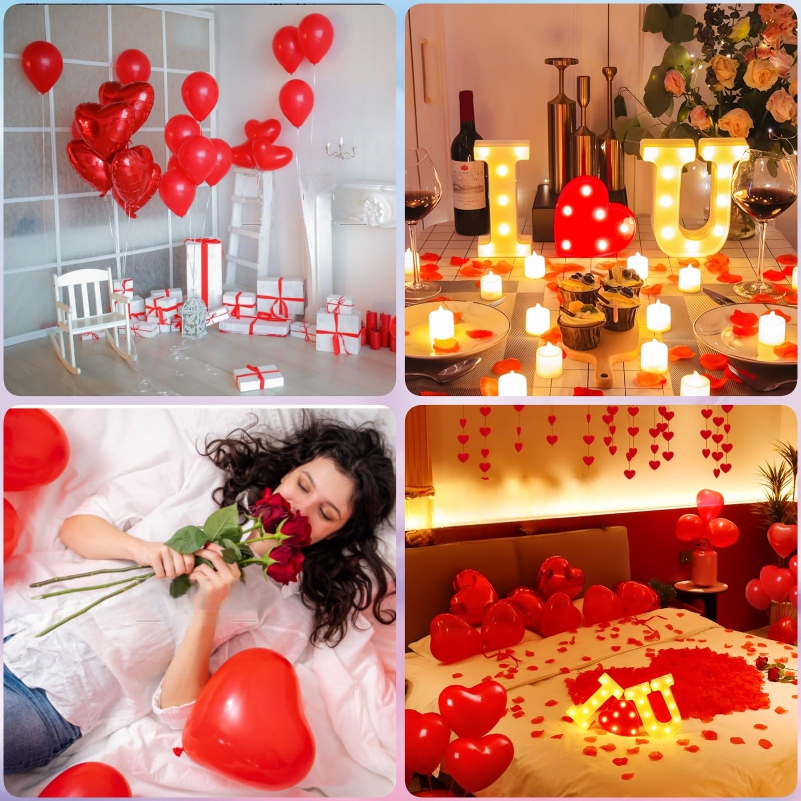MUDEREK red artificial roses with simple installation accessories included
