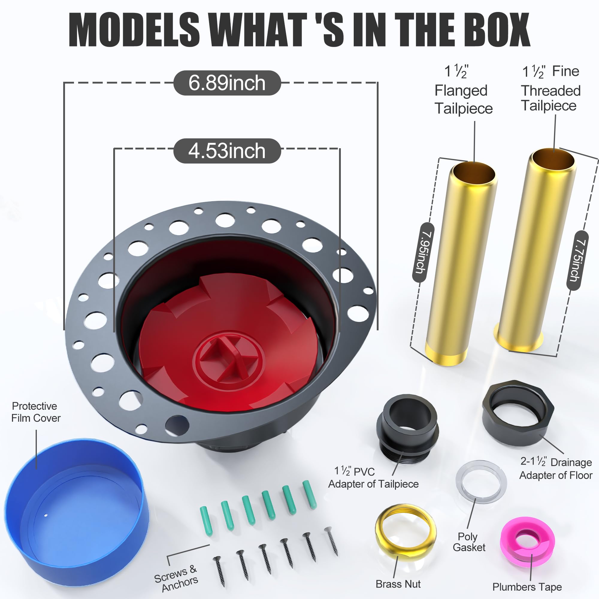 MUDGUD brass-nut-screws-anchors bundle confirms complete mounting hardware.