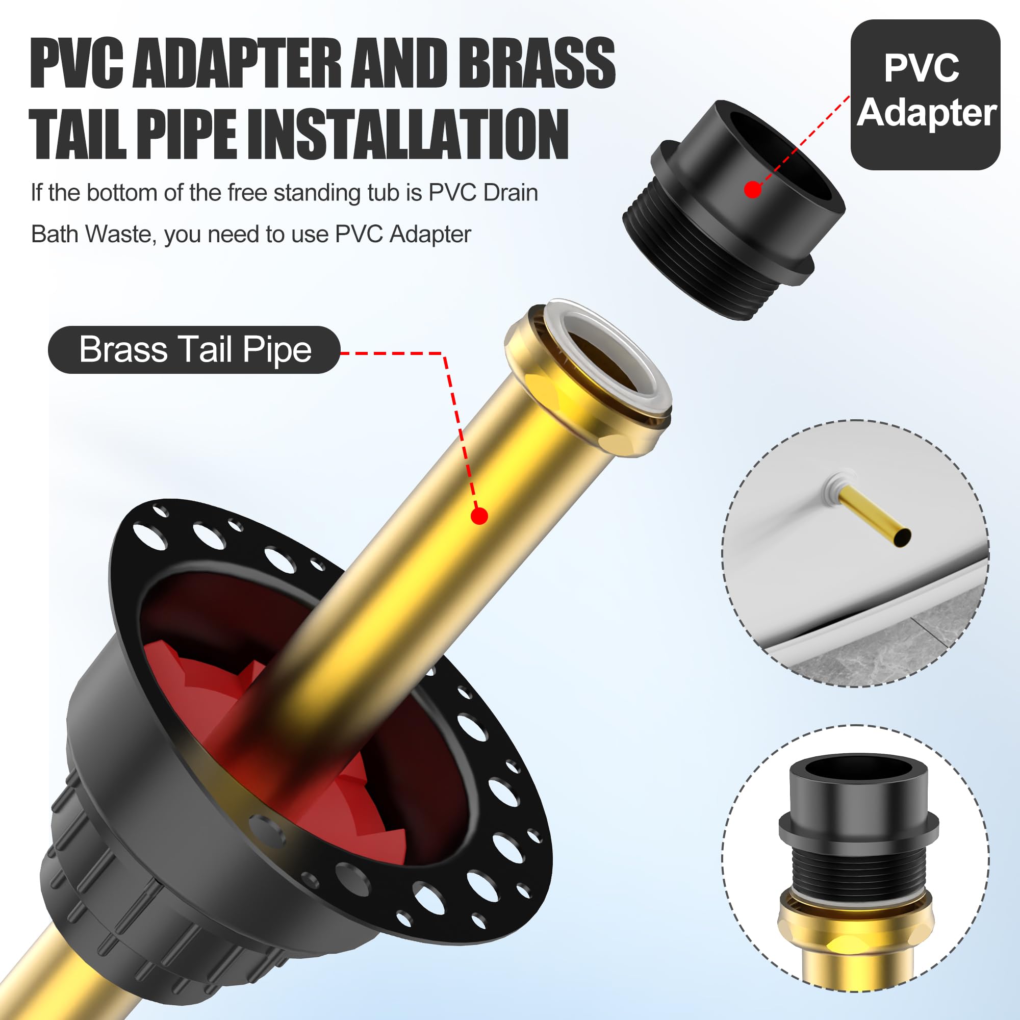MUDGUD drainage-adapter-2to15 shows standard US plumbing compatibility.