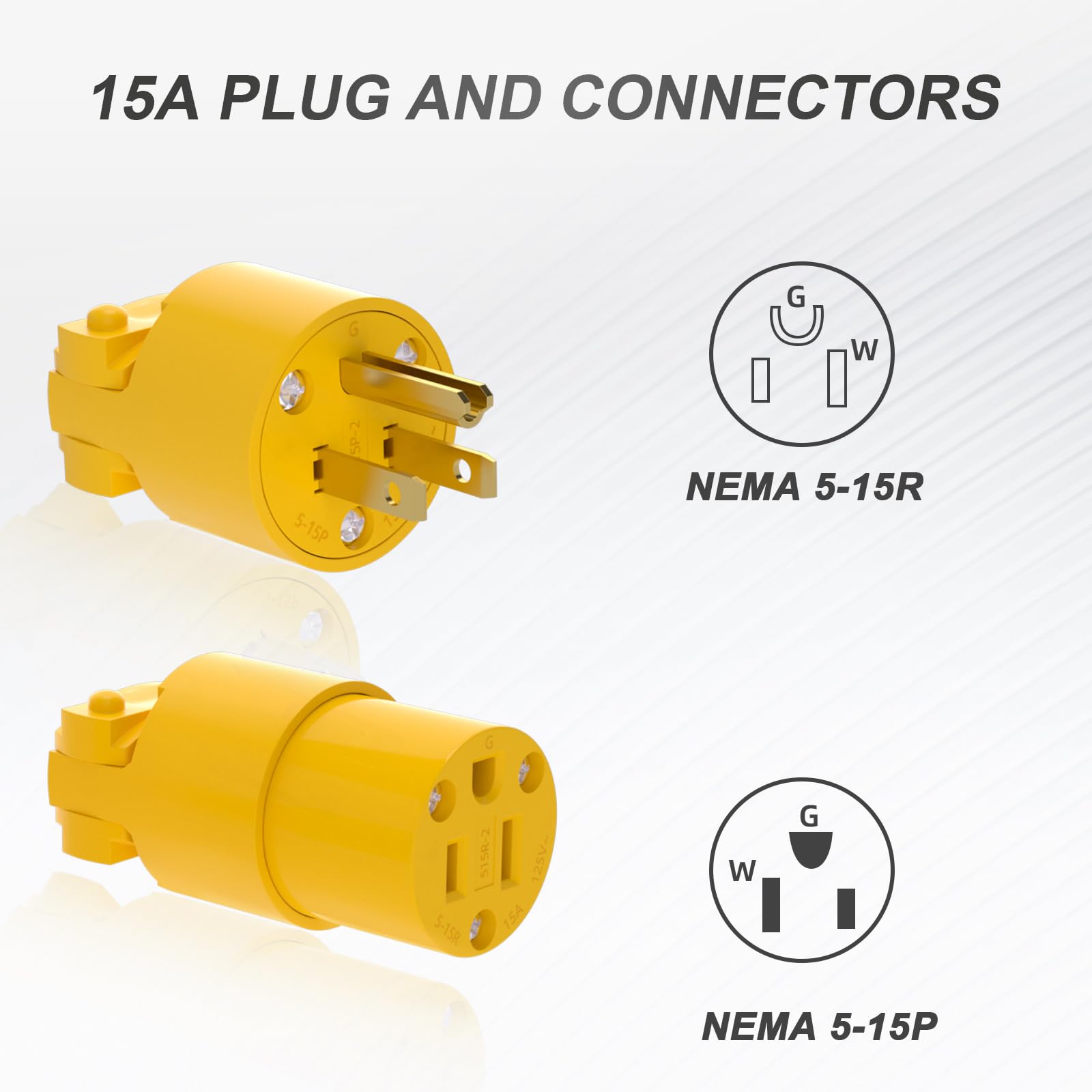 Muelnmey straight blade plug and receptacle support reliable power connections.