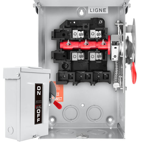 MUJURUR 30A disconnect switch front view for indoor/outdoor power control
