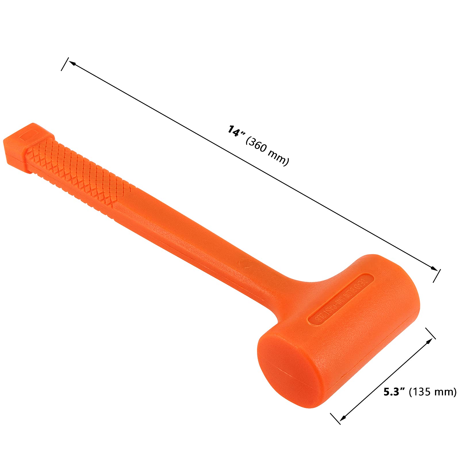 MUKLEI dead blow hammer orange, side grip for reduced hand fatigue.