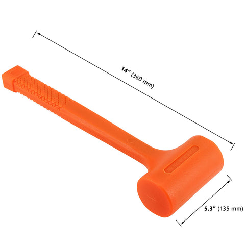 MUKLEI dead blow hammer orange, side grip for reduced hand fatigue.