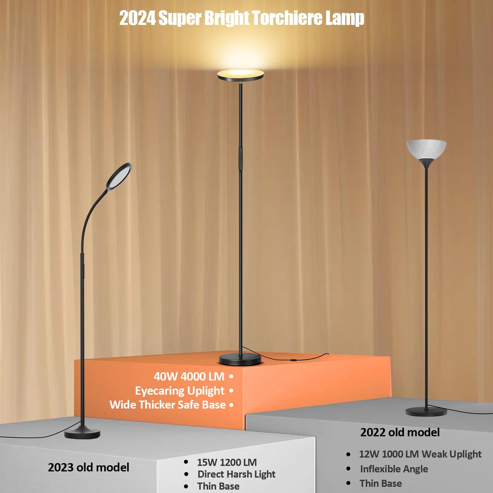 Mukuxin torchiere lamp with stepless dimming for customizable ambiance from 2700K to 6500K.