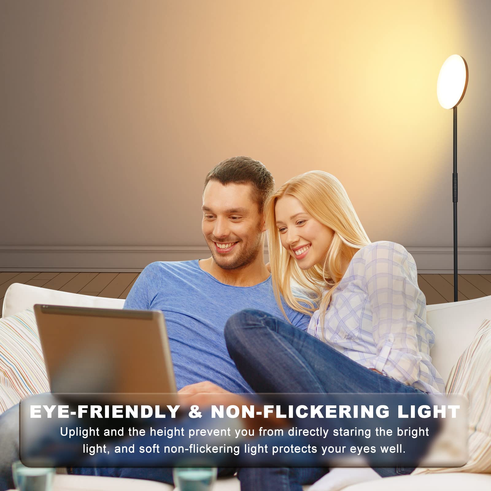 Mukuxin floor lamp with remote pairing-free use and smart plug compatibility.