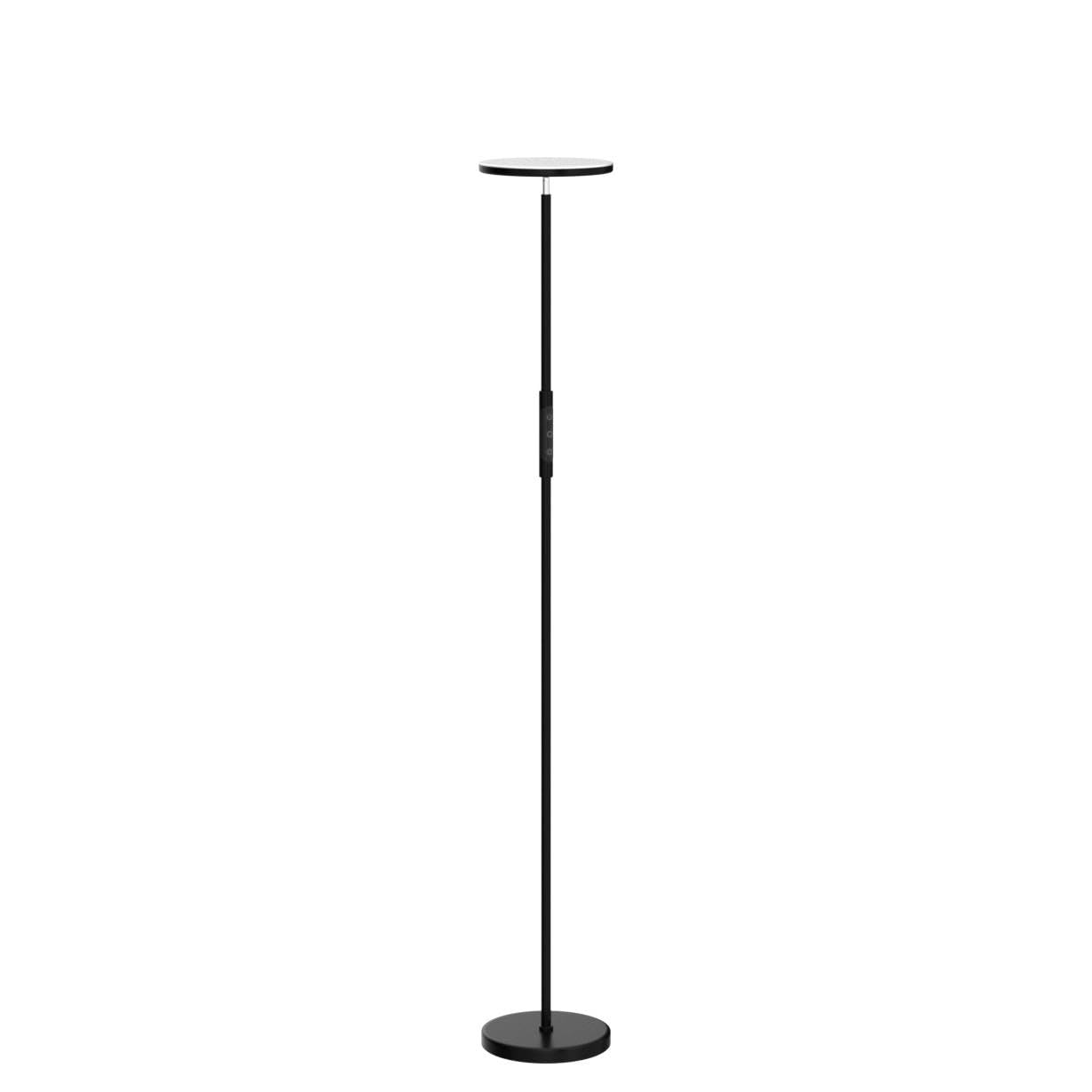 Mukuxin torchiere with eye-care uplight to reduce glare during reading sessions.