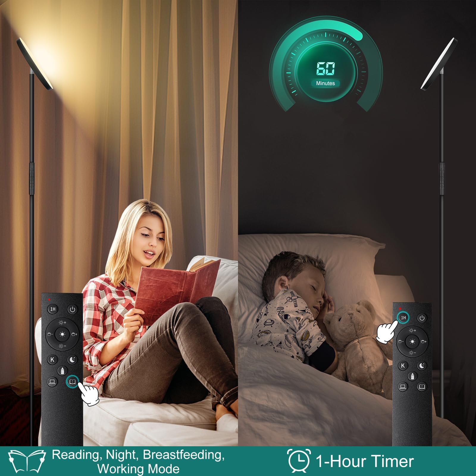 Mukuxin color-temperature adjustable lamp suitable for living room, bedroom, or office.