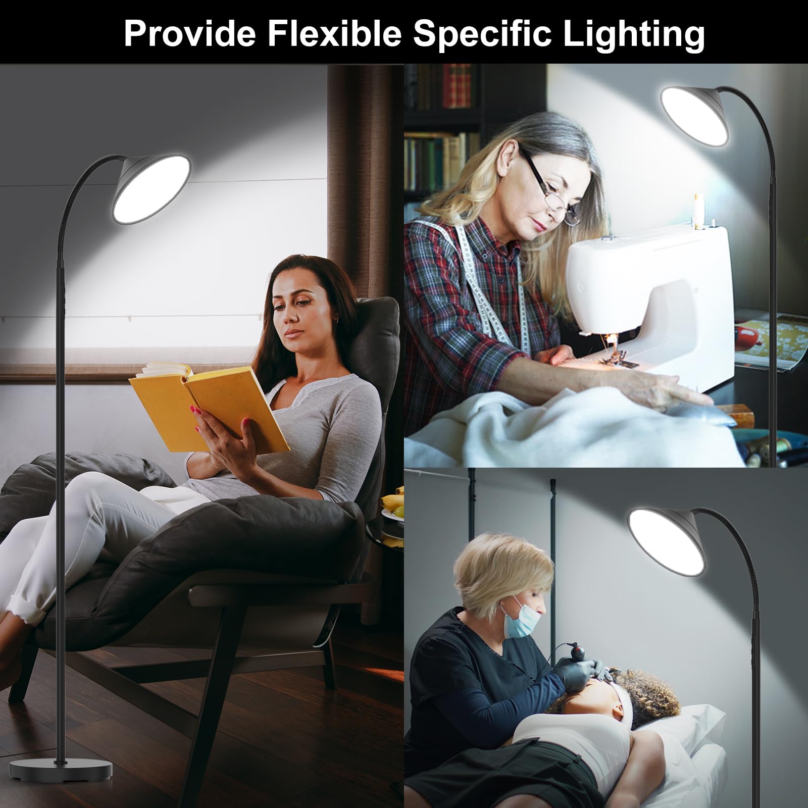Mukuxin 1800 lumen output delivers bright, yet comfortable illumination for reading and tasks.
