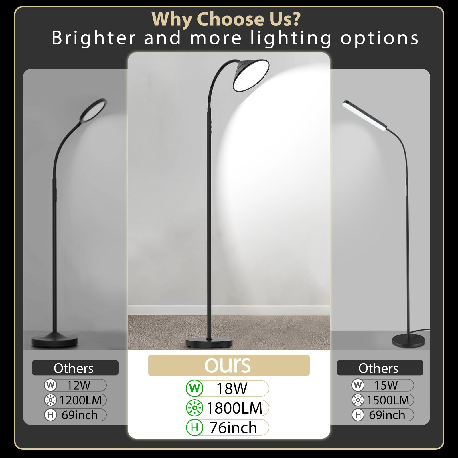 Mukuxin lamp offers 4 color temperatures to match task, reading, or relaxing moments.