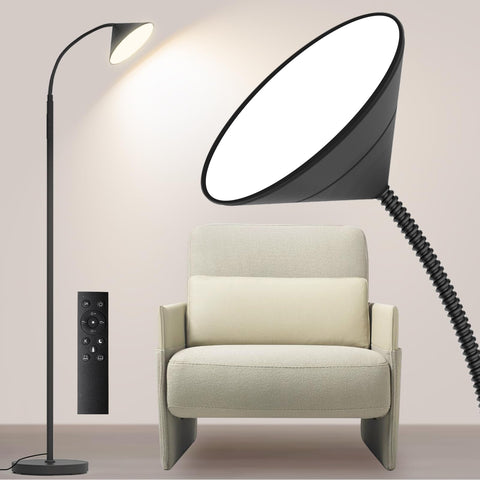 Mukuxin LED floor lamp with remote control for convenient lighting from anywhere in the room.