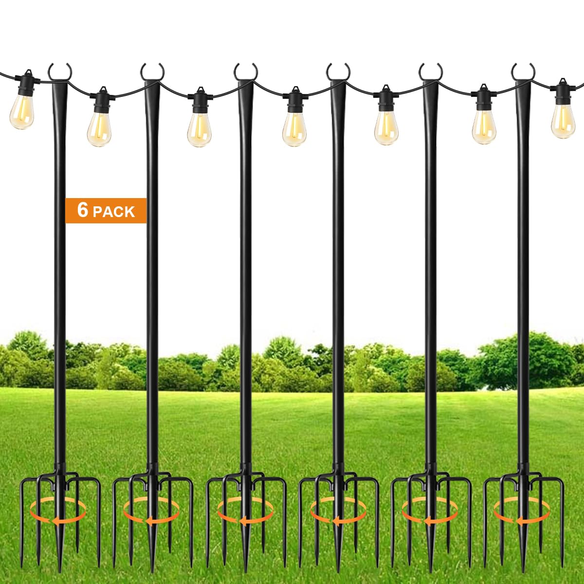 MuliVid 9 ft outdoor light pole with grass spike for stable garden lighting.