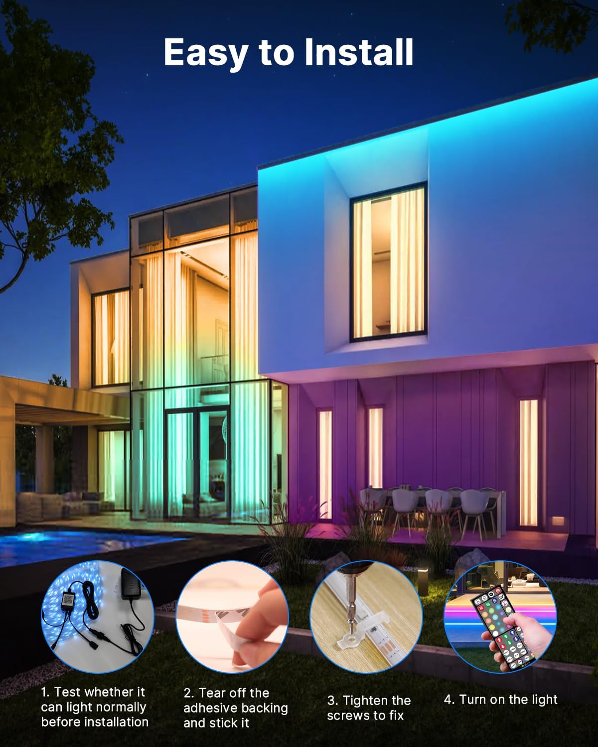 Mulivid app control via Illumi Home supports scenes, timers, and music sync.