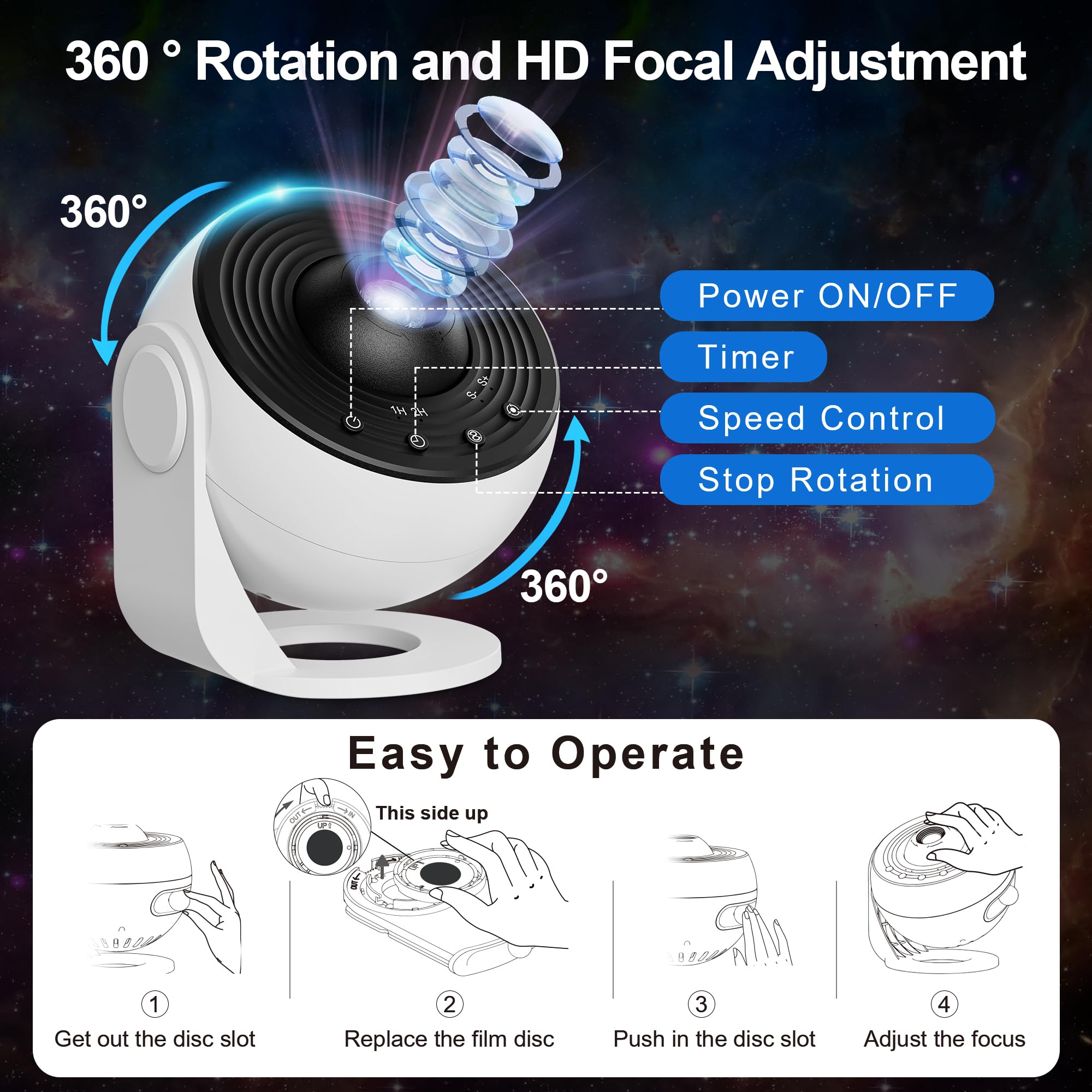 Mulivud Galaxy Projector Pro enhances room decor with immersive starlight