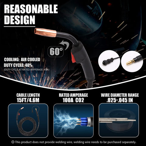 MULMART K530-6 MIG torch 15-foot length delivers ergonomic handheld control for steady welds.