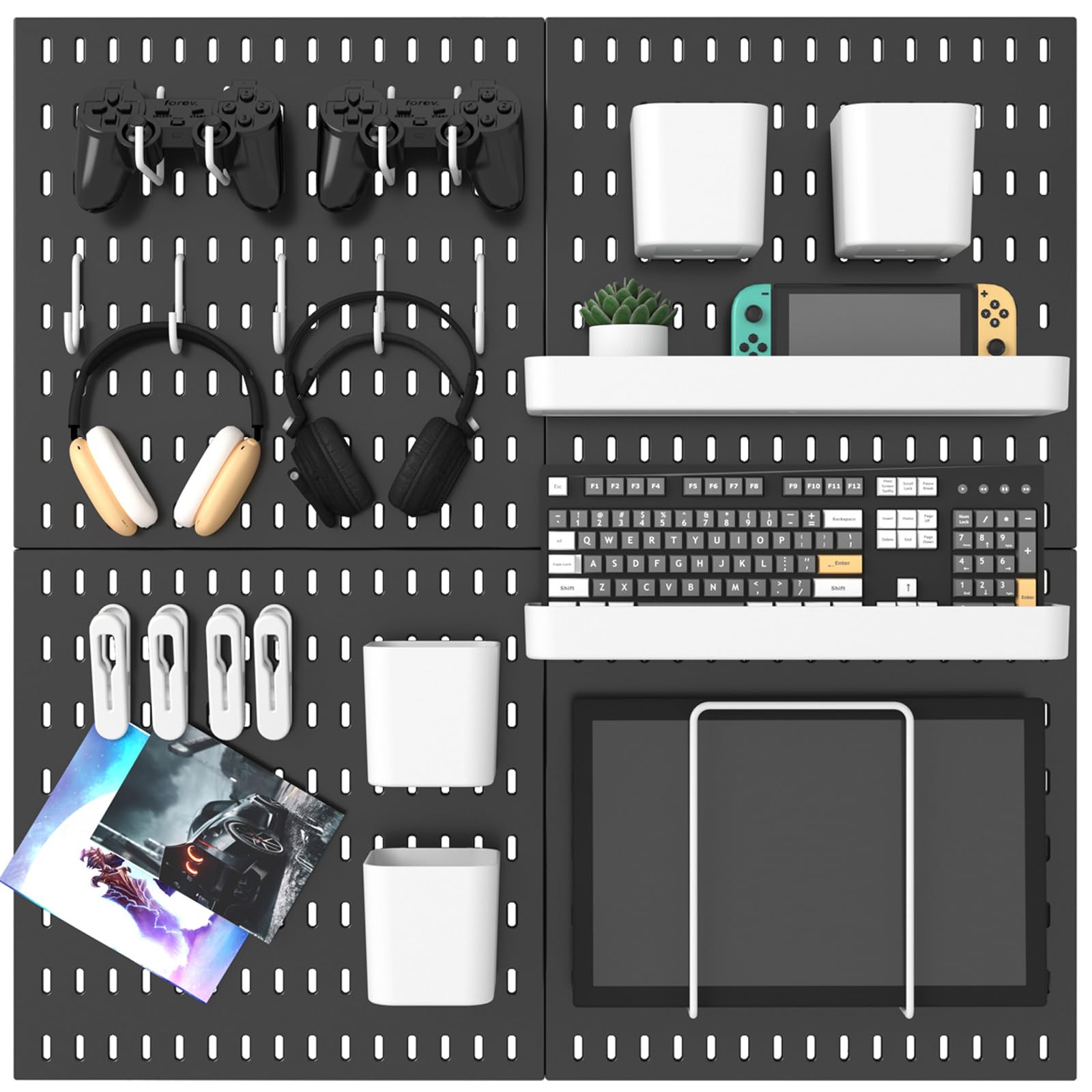 MULSAME pegboard panels form a modular wall organizer for tools and crafts.