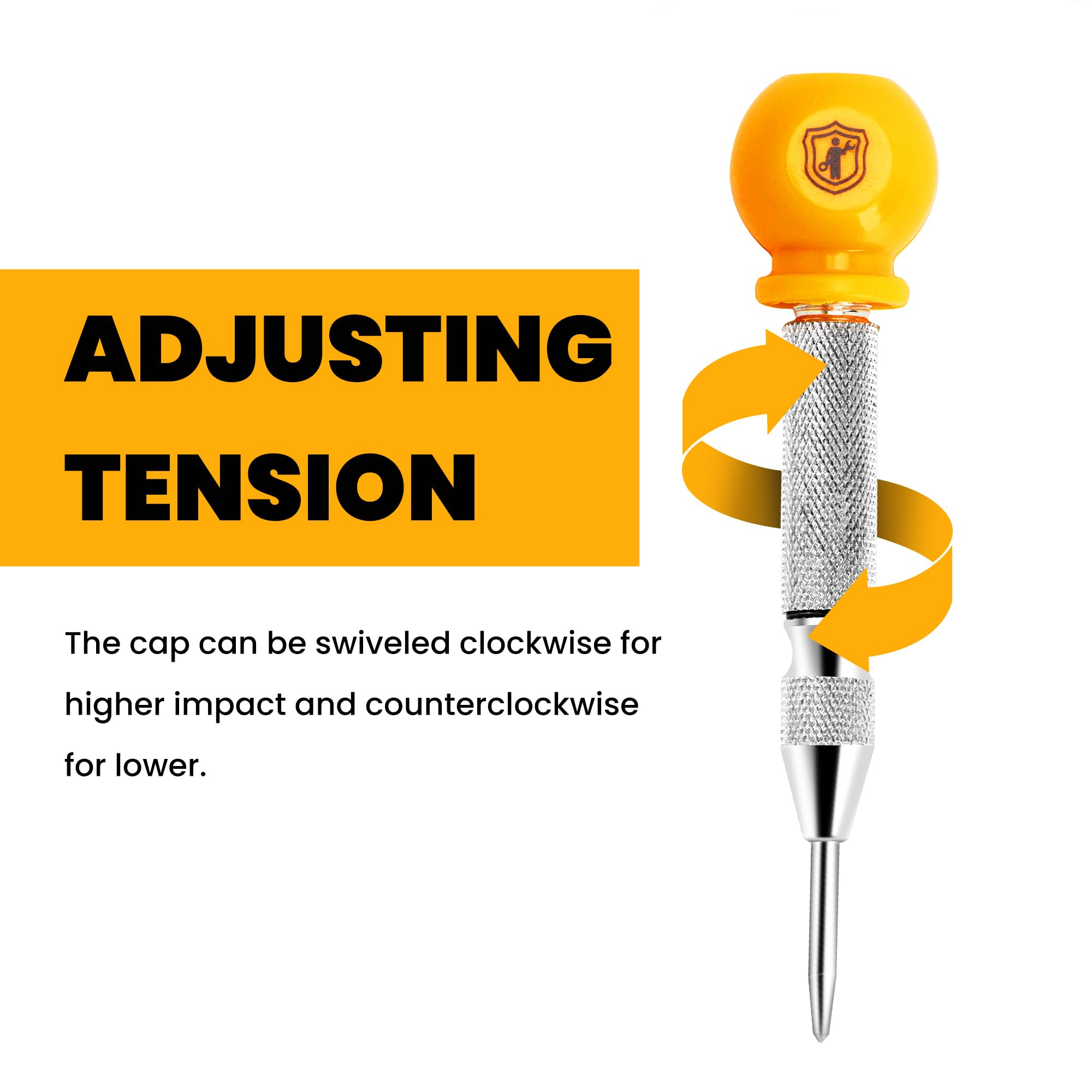 Mulwark center punch knurled grip for secure control during marking