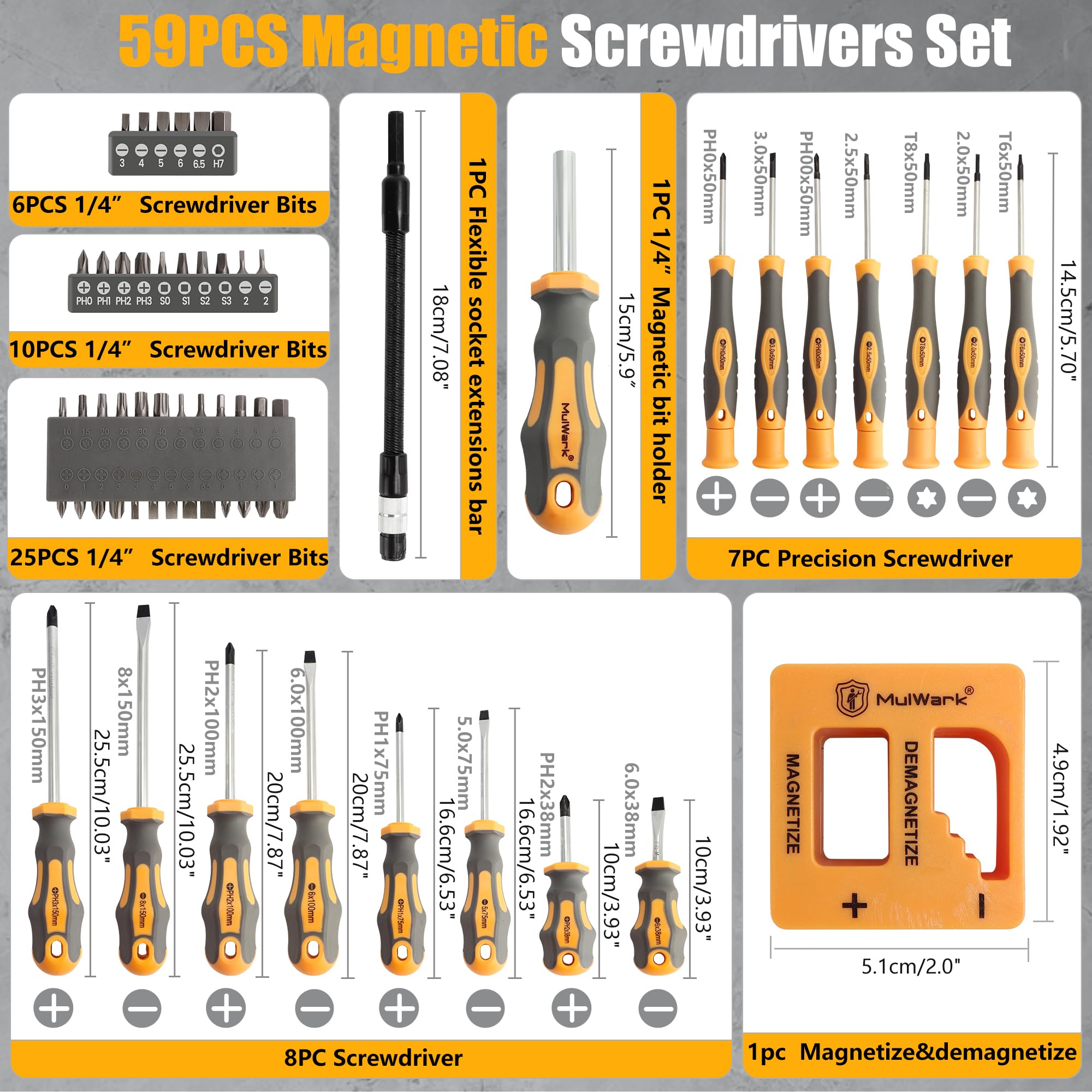 MulWark ergonomic rubber handle enhances grip and comfort.