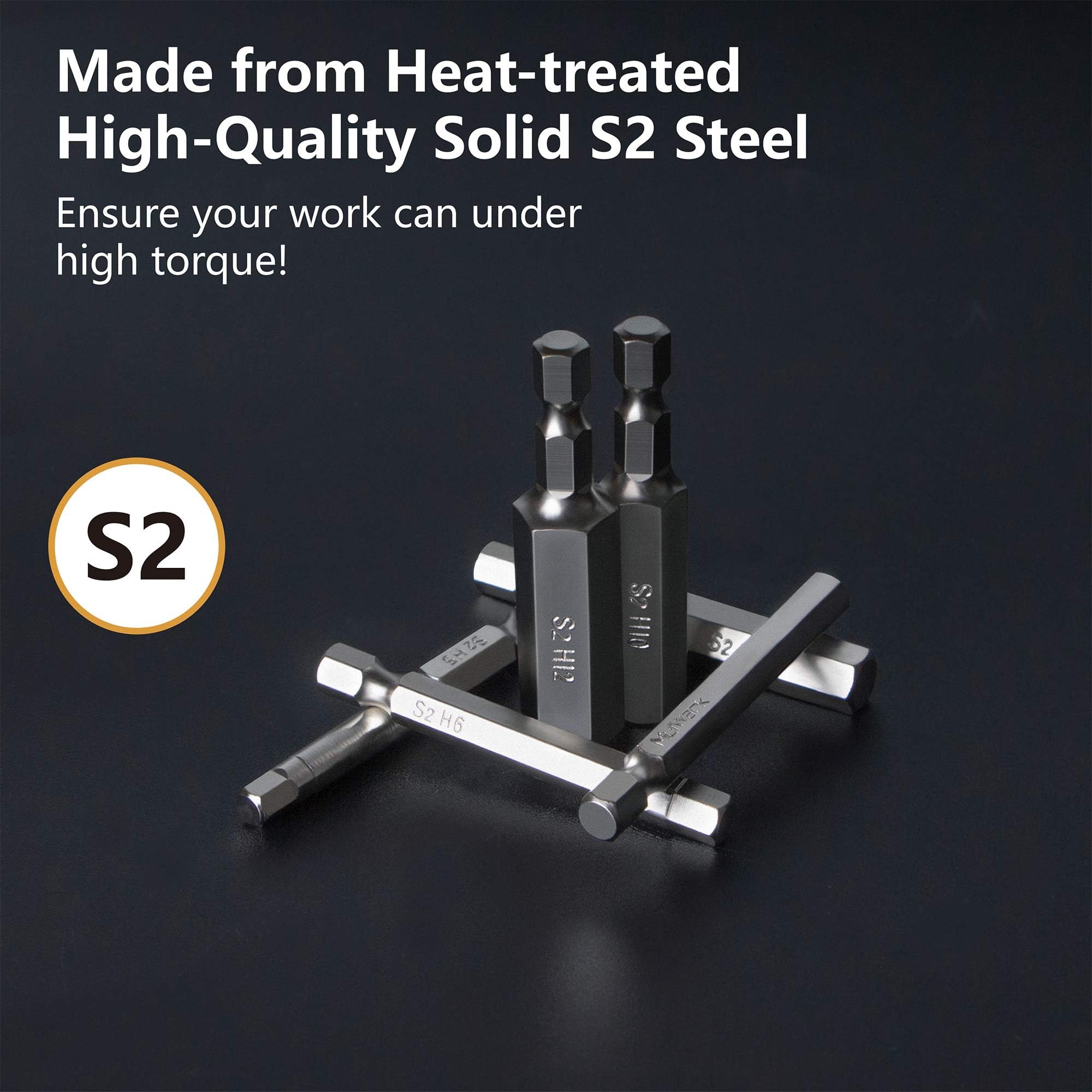 MulWark hex bits with clear size marks for quick selection.