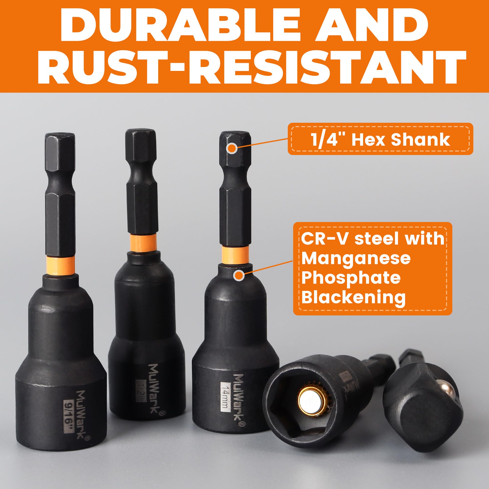MulWark magnetic-bit-holder keeps bits ready and organized.