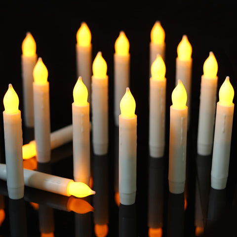 MUMCHASI flameless candles 12-pack on a table for safe, elegant decor.