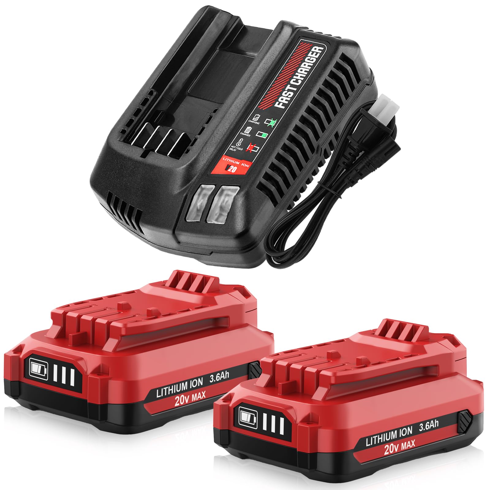 Munikind 2-pack 20V battery with 3600mAh capacity for longer cordless runtime