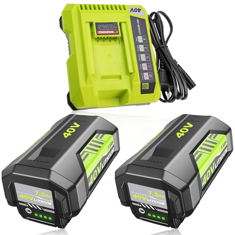 Munikind 2-pack 7.5Ah Ryobi 40V batteries for extended runtime