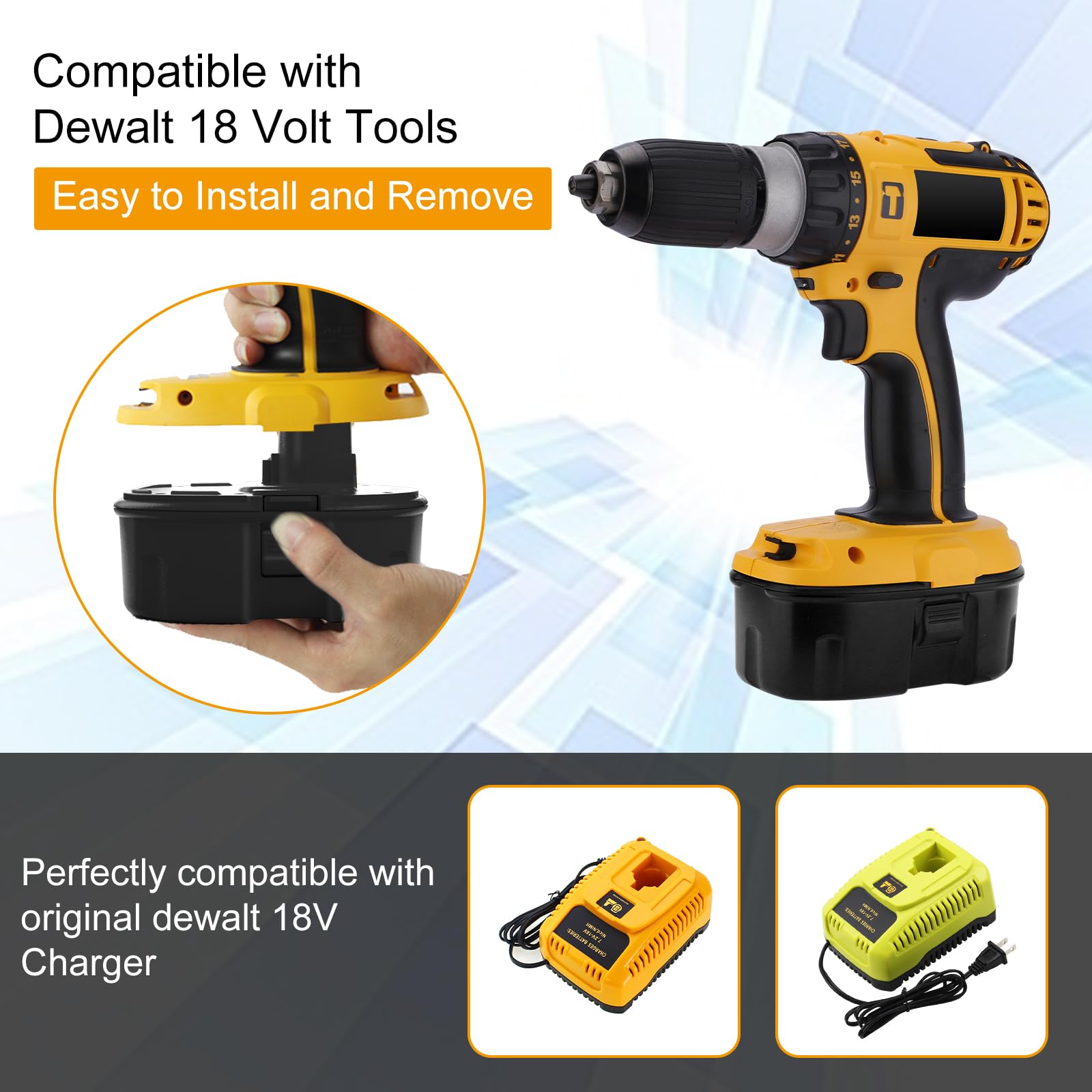 Munikind 3600mAh replacement battery delivering longer runtime for DeWalt tools