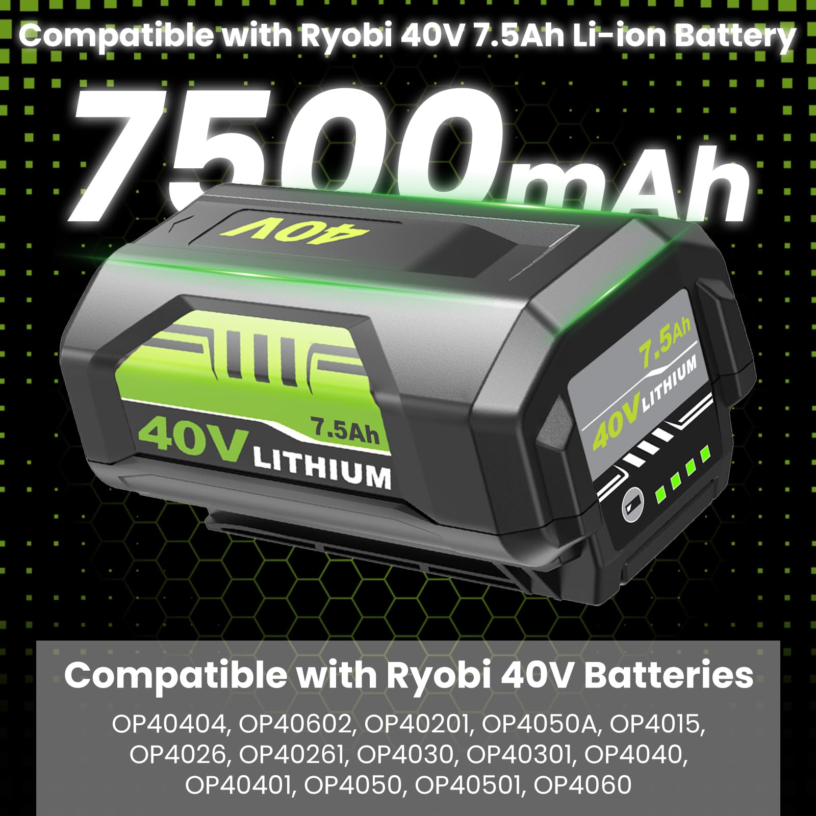 Munikind battery label detail showing 7.5Ah capacity and voltage