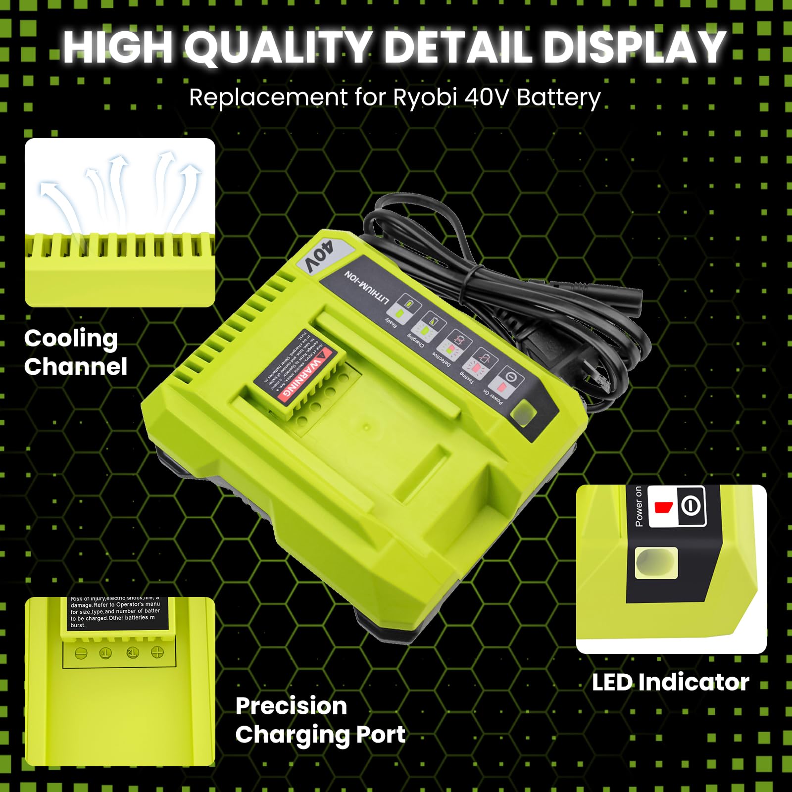 Munikind LED indicator on battery showing charging status at a glance